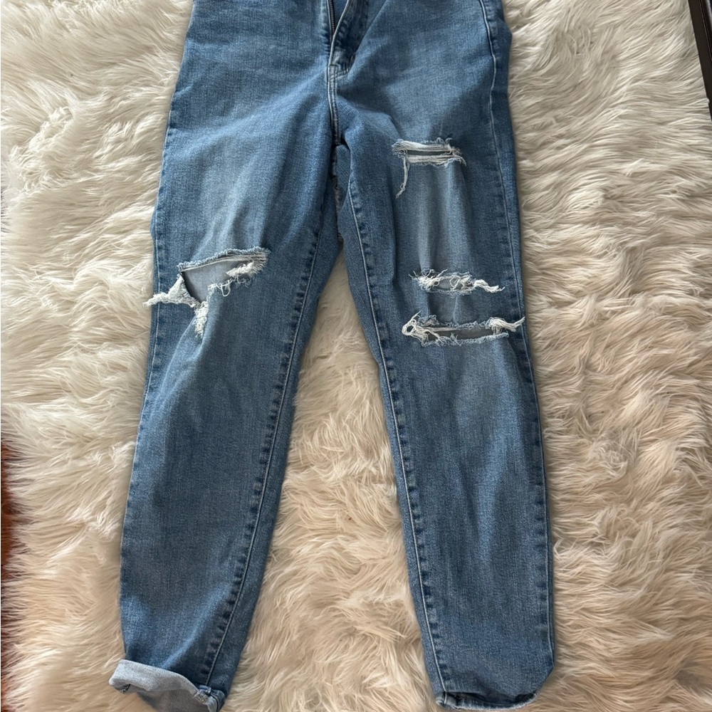 Distressed Blue Jeans